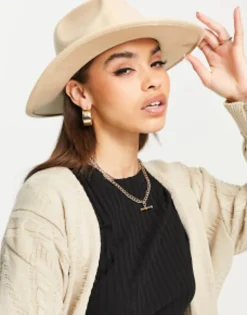 Hats*DESIGN Structured Fedora With Size Adjuster In Stone Camel