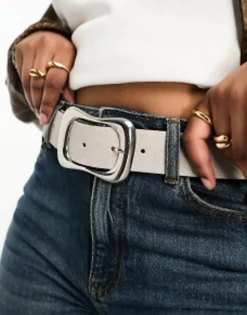 Belts*DESIGN Suede Wavy Buckle Waist And Hip Jeans Belt Stone