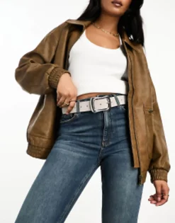 Belts*DESIGN Suede Wavy Buckle Waist And Hip Jeans Belt Stone