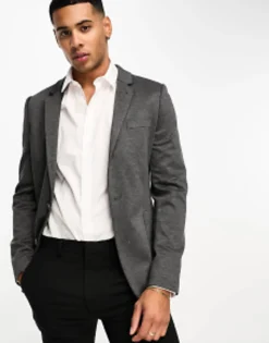 Suits & Tailoring*DESIGN Super Skinny Jersey Blazer In Charcoal