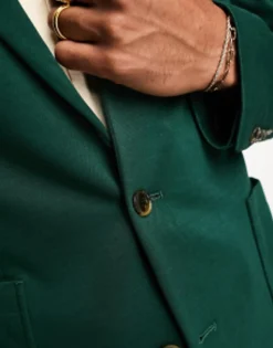 Suits & Tailoring*DESIGN Super Skinny Jersey Blazer In Forest Green Dark Green