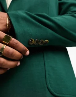 Suits & Tailoring*DESIGN Super Skinny Jersey Blazer In Forest Green Dark Green