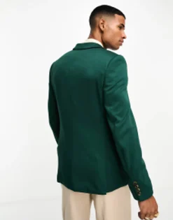 Suits & Tailoring*DESIGN Super Skinny Jersey Blazer In Forest Green Dark Green