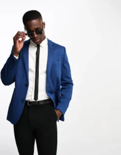 Suits & Tailoring*DESIGN Super Skinny Jersey Blazer In Navy