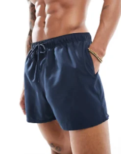 Swimwear*DESIGN Swim Shorts In Mid Length In Navy
