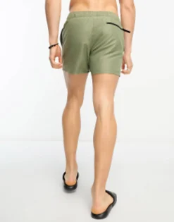 Swimwear*DESIGN Swim Shorts In Short Length With Belt In Khaki