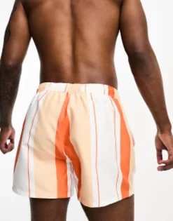 Swimwear*DESIGN Swim Shorts In Short Length In Stripe Multi