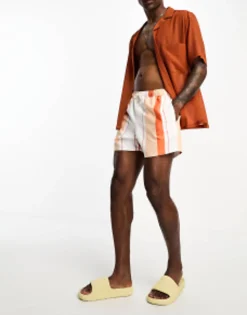 Swimwear*DESIGN Swim Shorts In Short Length In Stripe Multi