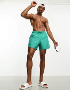 Swimwear*DESIGN Swim Shorts In Short Length In Turquoise Grey Violet