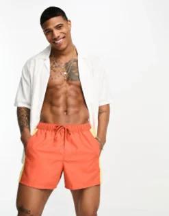 Swimwear*DESIGN Swim Shorts In Short Length In Orange Orange Rust