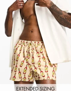 Swimwear*DESIGN Swim Shorts In Short Length In Hot Sauce Print Multi
