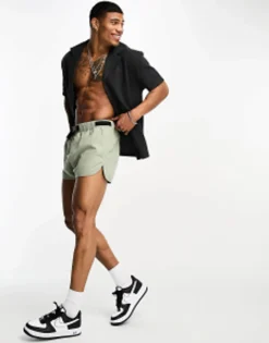 Swimwear*DESIGN Swim Shorts In Short Length In Light Green Desert Sage