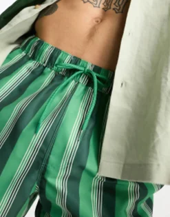 Swimwear*DESIGN Swim Shorts In Short Length In Green Stripe Multi