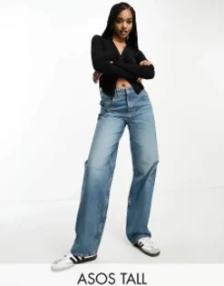 Tall*Tall Design Baggy Boyfriend Jean In Mid Blue