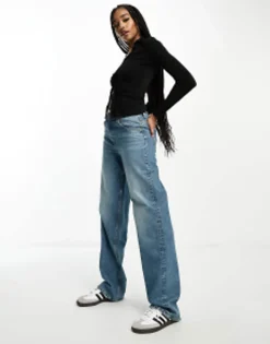 Tall*Tall Design Baggy Boyfriend Jean In Mid Blue