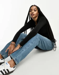Tall*Tall Design Baggy Boyfriend Jean In Mid Blue