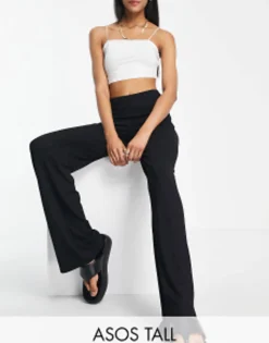 Tall*Tall Design Basic Wide Leg Jersey Trouser In Black
