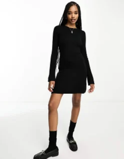 Tall*Tall Design Fit And Flare Mini Dress In Black