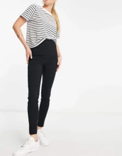 Tall*DESIGN Tall High Waist Trousers Skinny Fit In Black