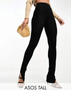 Tall*Tall Design Legging With Side Split In Black