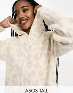 Tall*Tall Design Lounge Co-Ord Animal Borg Set In Cream