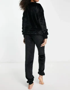 Tall*Tall Design Lounge Super Soft Fleece Sweat & Jogger Set In Black