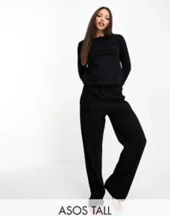 Tall*Tall Design Mix & Match Cotton Pyjama Trouser In Black