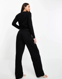 Tall*Tall Design Mix & Match Cotton Pyjama Trouser In Black