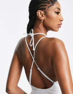 Swimwear & Beachwear*Tall Design Ring Detail Strappy Back Swimsuit In White