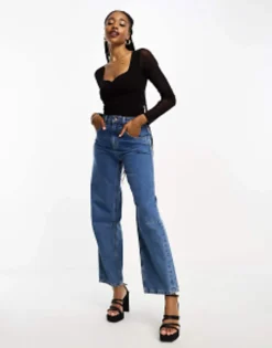 Tall*Tall Design Sweetheart Neckline Bodysuit With Mesh Sleeve In Black