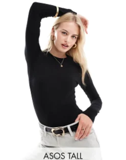 Tall*Tall Design Ultimate Slim Fit T-Shirt With Long Sleeve In Black