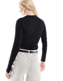 Tall*Tall Design Ultimate Slim Fit T-Shirt With Long Sleeve In Black
