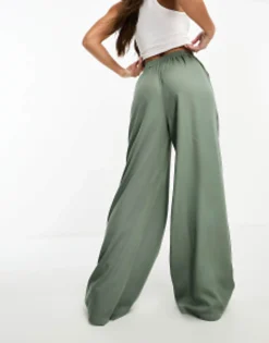 Tall*DESIGN Tall Wide Leg Trouser In Dark Green