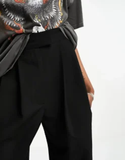 Tall*DESIGN Tall Wide Leg Trouser In Black
