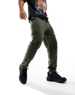 Tracksuits*DESIGN Tapered Cargo Joggers With Toggle In Khaki Deep Depths