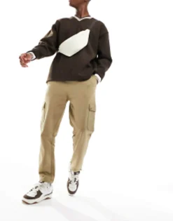 Tracksuits*DESIGN Tapered Cargo Joggers With Toggle In Beige Elmwood