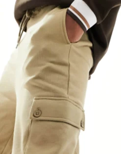 Tracksuits*DESIGN Tapered Cargo Joggers With Toggle In Beige Elmwood