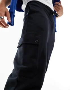 Tracksuits*DESIGN Tapered Cargo Joggers With Toggle In Black