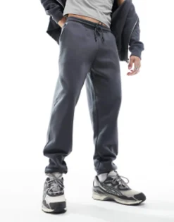 Tracksuits*DESIGN Tapered Heavyweight Joggers In Washed Black Dark Shadow