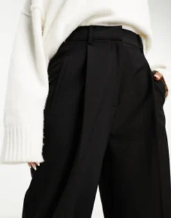 Trousers & Leggings*DESIGN Tapered Trouser With Turn Up Hem In Black