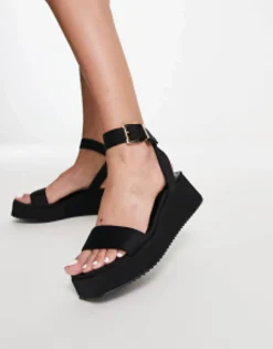 Flat Sandals*DESIGN Tati Flatform Sandals In Black