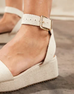 Flat Sandals*DESIGN Tati Flatform Sandals In Natural Fabrication