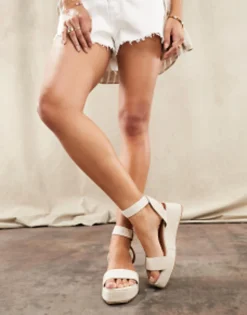 Flat Sandals*DESIGN Tati Flatform Sandals In Natural Fabrication