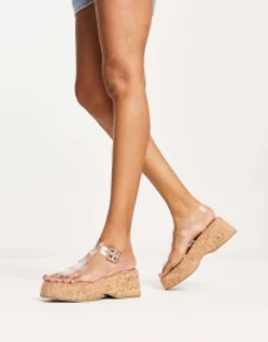Flat Sandals*DESIGN Terra Fisherman Flatform Sandals In Clear Clear/Cork