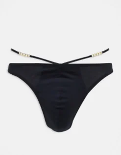 Underwear*DESIGN Thong With Strapping And Chain Detail Black
