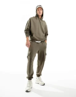 Tracksuits*DESIGN Tracksuit With Oversized Hoodie And Relaxed Joggers In Beige Brindle