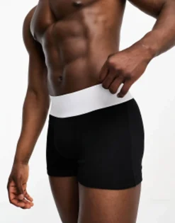 Underwear*DESIGN Trunks In With Contrast White Waistband Black