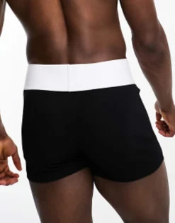 Underwear*DESIGN Trunks In With Contrast White Waistband Black