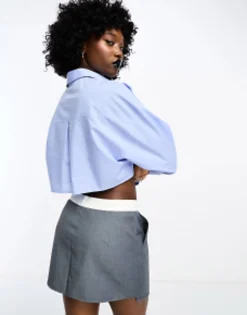 Shirts*DESIGN Ultimate Cropped Shirt In Blue