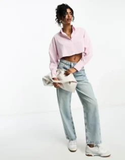 Shirts*DESIGN Ultimate Cropped Shirt In Pink Stripe